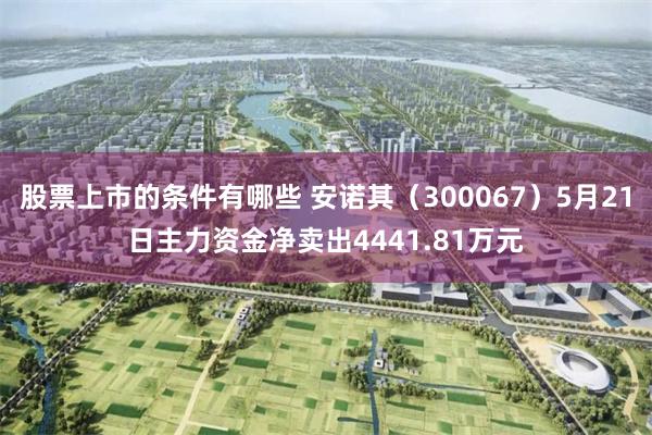 股票上市的条件有哪些 安诺其（300067）5月21日主力资金净卖出4441.81万元