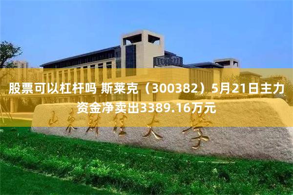 股票可以杠杆吗 斯莱克（300382）5月21日主力资金净卖出3389.16万元