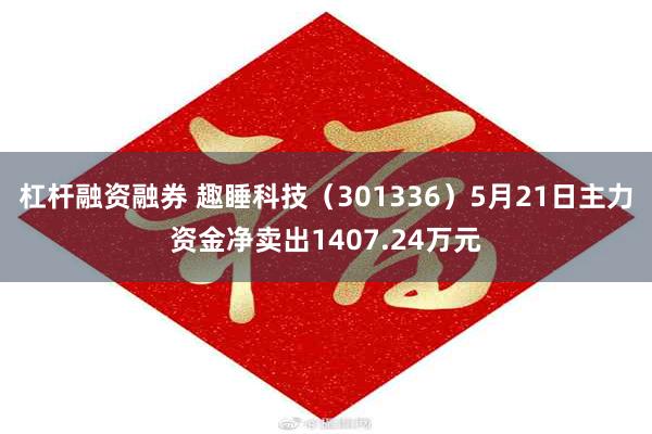 杠杆融资融券 趣睡科技（301336）5月21日主力资金净卖出1407.24万元