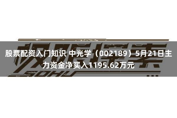 股票配资入门知识 中光学（002189）5月21日主力资金净买入1195.62万元
