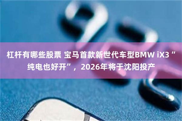 杠杆有哪些股票 宝马首款新世代车型BMW iX3“纯电也好开”，2026年将于沈阳投产