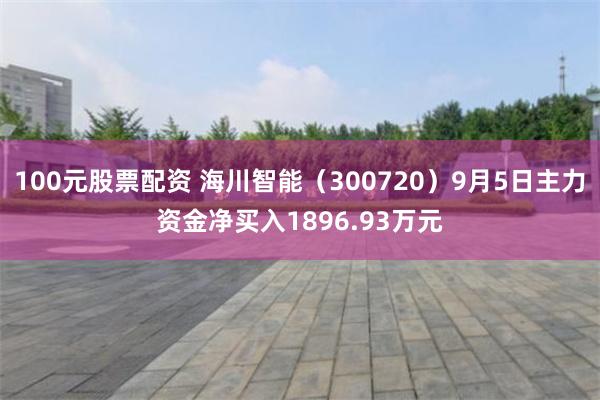100元股票配资 海川智能（300720）9月5日主力资金净买入1896.93万元