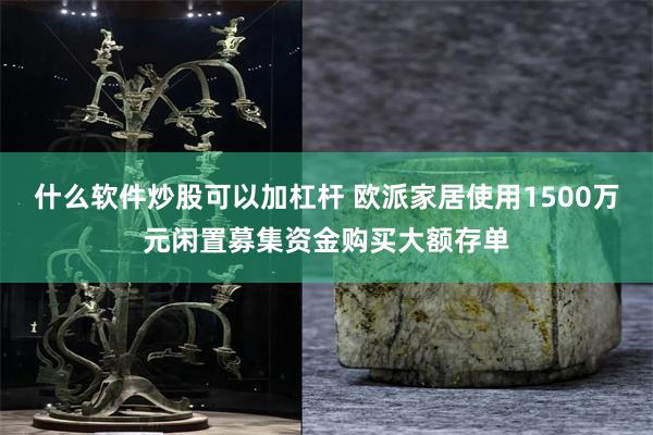 什么软件炒股可以加杠杆 欧派家居使用1500万元闲置募集资金购买大额存单