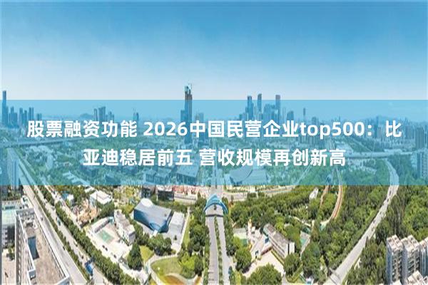 股票融资功能 2026中国民营企业top500：比亚迪稳居前五 营收规模再创新高